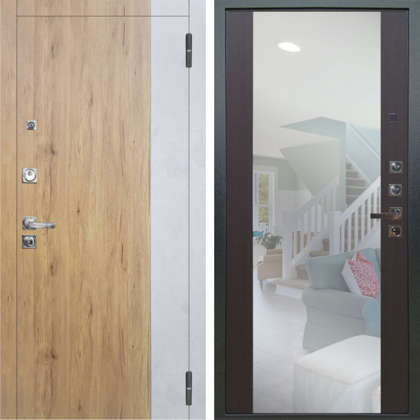 Входная дверь Аргус ЛЮКС 3К ПРО Эксперт Рустик соломенный вставка Бетон урбан милк + Вояж Венге