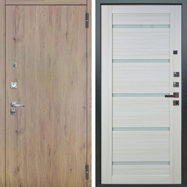 Входная дверь Аргус ЛЮКС 3К ПРО Элегант Рустик соломенный + Александра Белая лиственница