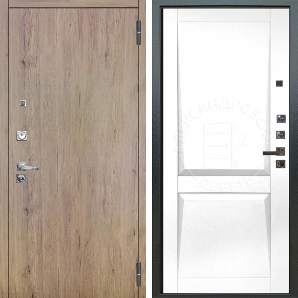 Входная дверь Аргус ЛЮКС 3К ПРО Элегант Рустик соломенный + Ариана Белая эмаль