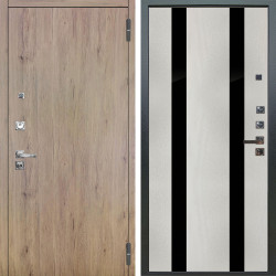 Входная дверь Аргус ЛЮКС 3К ПРО Элегант Рустик соломенный + Дуэт Белое дерево вставки Кензо