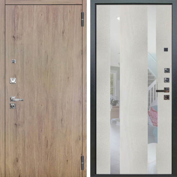 Входная дверь Аргус ЛЮКС 3К ПРО Элегант Рустик соломенный + Дуэт Белое дерево вставки Николь