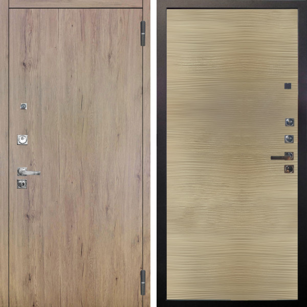 Входная дверь Аргус ЛЮКС 3К ПРО Элегант Рустик соломенный + Элегант Дорс светлый горизонт