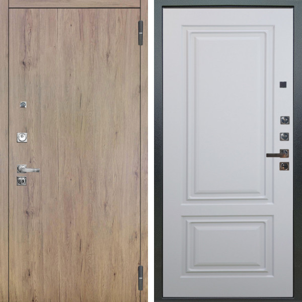 Входная дверь Аргус ЛЮКС 3К ПРО Элегант Рустик соломенный + Элион Софт милк