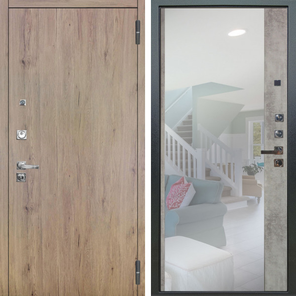 Входная дверь Аргус ЛЮКС 3К ПРО Элегант Рустик соломенный + Магнум Светлый бетон