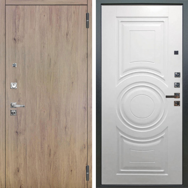 Входная дверь Аргус ЛЮКС 3К ПРО Элегант Рустик соломенный + Могадиш Софт милк