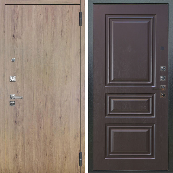 Входная дверь Аргус ЛЮКС 3К ПРО Элегант Рустик соломенный + Скиф Горький шоколад