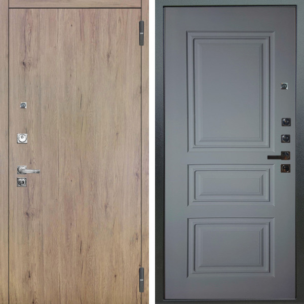 Входная дверь Аргус ЛЮКС 3К ПРО Элегант Рустик соломенный + Скиф Силк маус