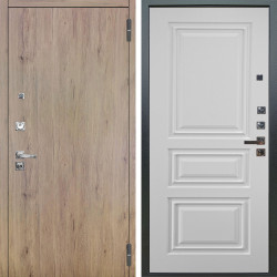 Входная дверь Аргус ЛЮКС 3К ПРО Элегант Рустик соломенный + Скиф Софт милк