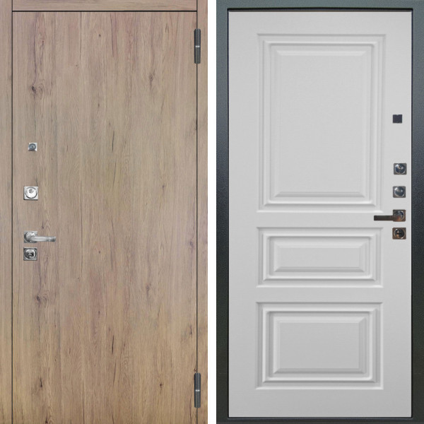 Входная дверь Аргус ЛЮКС 3К ПРО Элегант Рустик соломенный + Скиф Софт милк