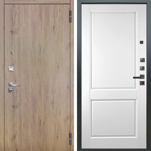 Входная дверь Аргус ЛЮКС 3К ПРО Элегант Рустик соломенный + Соренто Белая эмаль