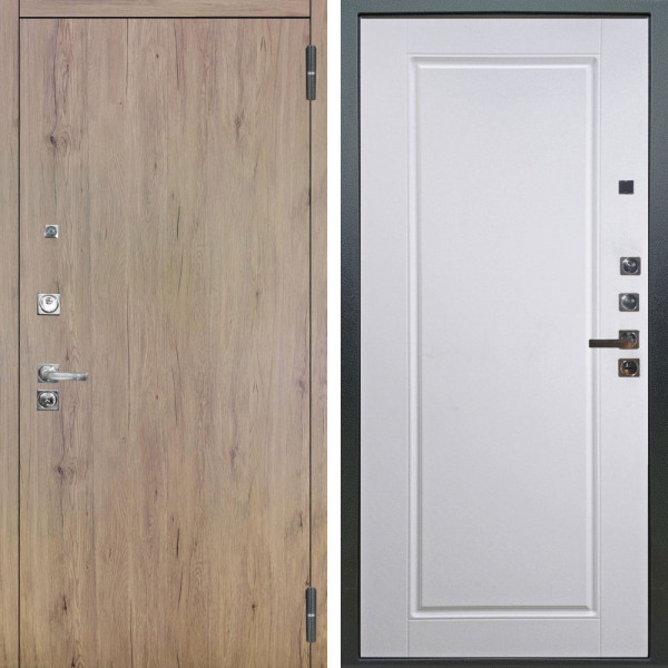 Входная дверь Аргус ЛЮКС 3К ПРО Элегант Рустик соломенный + Тревор Софт милк