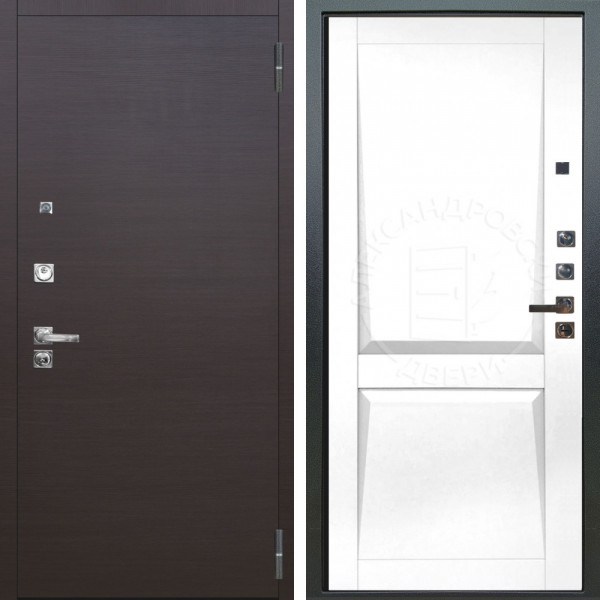 Входная дверь Аргус ЛЮКС 3К ПРО Элегант Венге горизонт + Ариана Белая эмаль