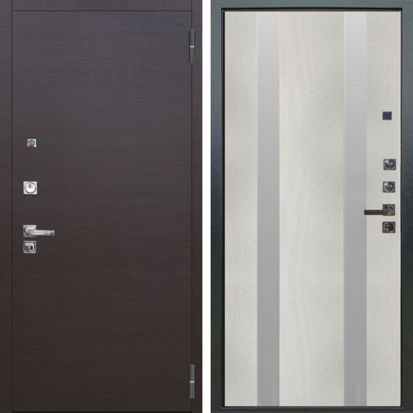 Входная дверь Аргус ЛЮКС 3К ПРО Элегант Венге горизонт + Дуэт Белое дерево вставки Изабель