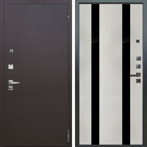 Входная дверь Аргус ЛЮКС 3К ПРО Элегант Венге горизонт + Дуэт Белое дерево вставки Кензо