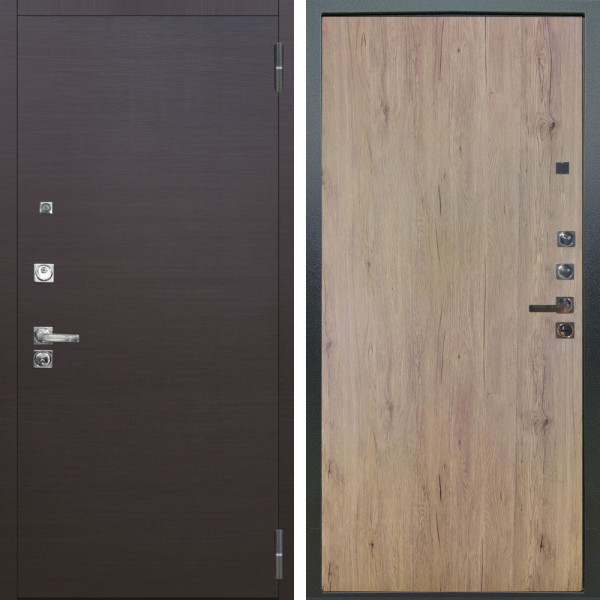 Входная дверь Аргус ЛЮКС 3К ПРО Элегант Венге горизонт + Элегант Рустик соломенный