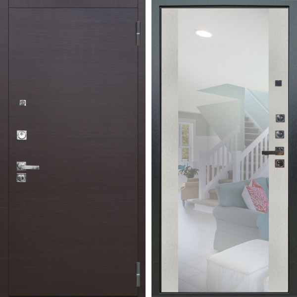 Входная дверь Аргус ЛЮКС 3К ПРО Элегант Венге горизонт + Вояж Белое дерево