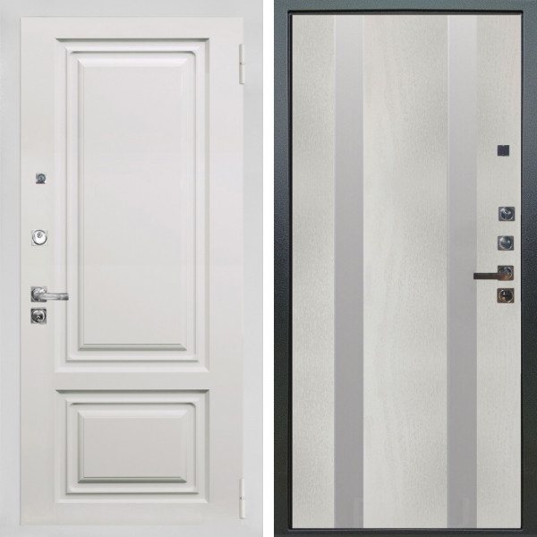 Входная дверь Аргус ЛЮКС 3К ПРО Элион мвр белый + Дуэт Белое дерево вставки Изабель