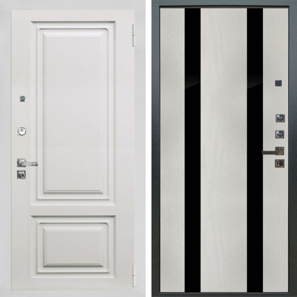 Входная дверь Аргус ЛЮКС 3К ПРО Элион мвр белый + Дуэт Белое дерево вставки Кензо