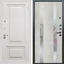 Входная дверь Аргус ЛЮКС 3К ПРО Элион мвр белый + Дуэт Белое дерево вставки Николь