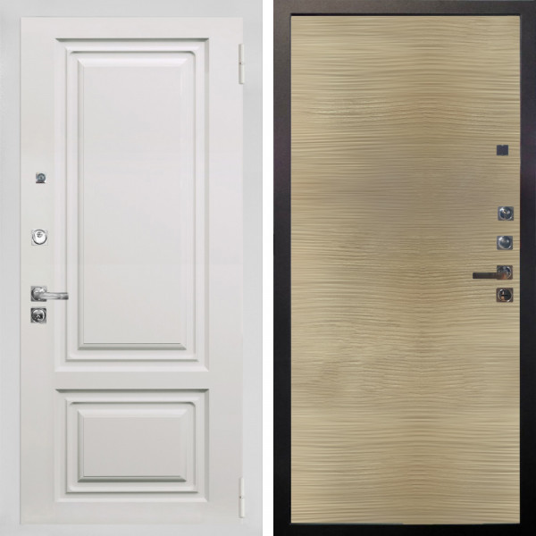 Входная дверь Аргус ЛЮКС 3К ПРО Элион мвр белый + Элегант Дорс светлый горизонт