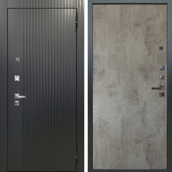 Входная дверь Аргус ЛЮКС 3К ПРО Фрейда Черный кварц + Агат Светлый бетон