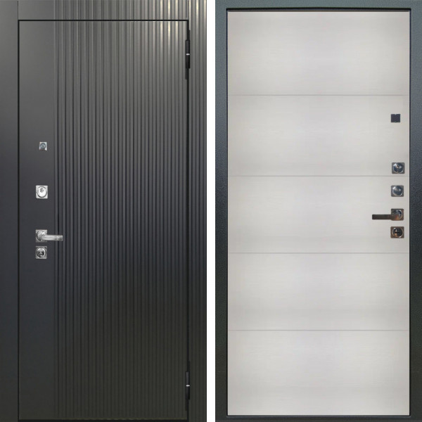 Входная дверь Аргус ЛЮКС 3К ПРО Фрейда Черный кварц + Агат Вельвет белый горизонт