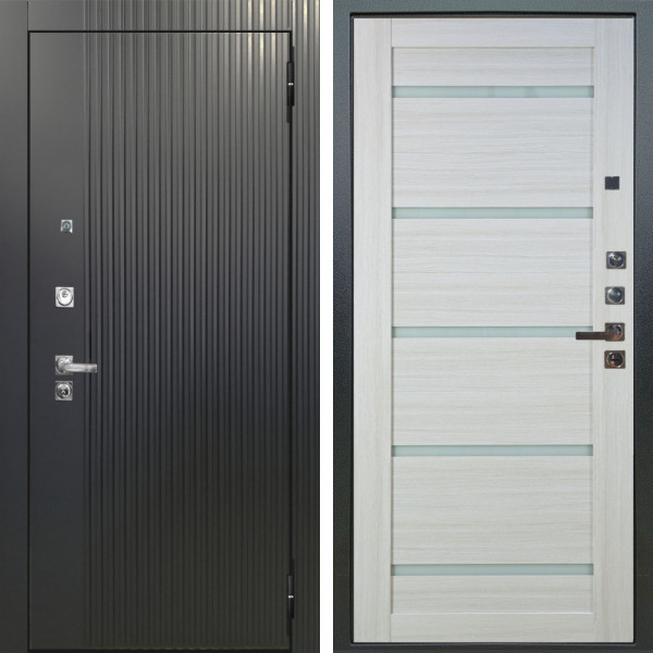 Входная дверь Аргус ЛЮКС 3К ПРО Фрейда Черный кварц + Александра Белая лиственница