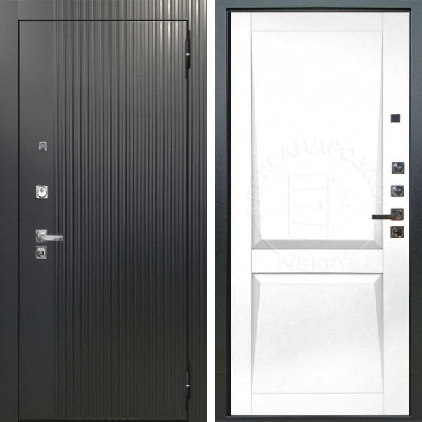 Входная дверь Аргус ЛЮКС 3К ПРО Фрейда Черный кварц + Ариана Белая эмаль