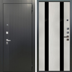 Входная дверь Аргус ЛЮКС 3К ПРО Фрейда Черный кварц + Дуэт Белое дерево вставки Кензо