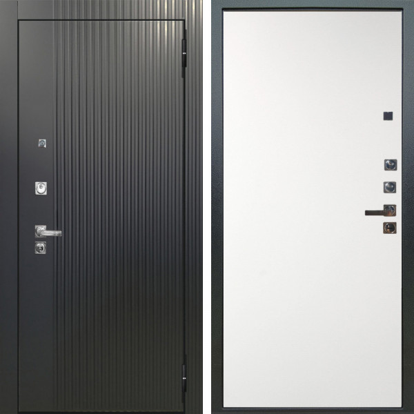 Входная дверь Аргус ЛЮКС 3К ПРО Фрейда Черный кварц + Элегант Софт милк