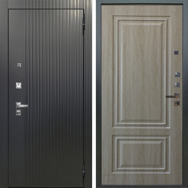Входная дверь Аргус ЛЮКС 3К ПРО Фрейда Черный кварц + Элион Дуб филадельфия крем