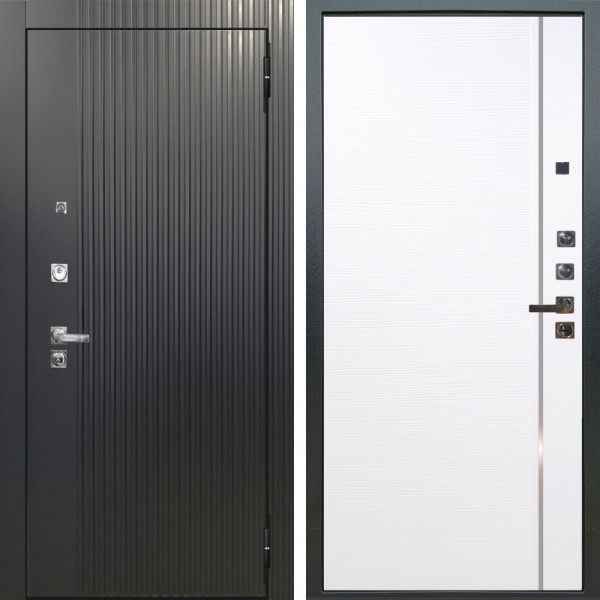 Входная дверь Аргус ЛЮКС 3К ПРО Фрейда Черный кварц + Гауда Роял вуд белый