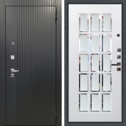 Входная дверь Аргус ЛЮКС 3К ПРО Фрейда Черный кварц + Мэрелин Софт милк с фацетом и пескоструем