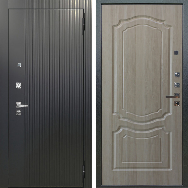 Входная дверь Аргус ЛЮКС 3К ПРО Фрейда Черный кварц + Мишель Ларче светлый