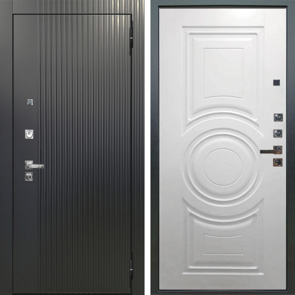 Входная дверь Аргус ЛЮКС 3К ПРО Фрейда Черный кварц + Могадиш Софт милк