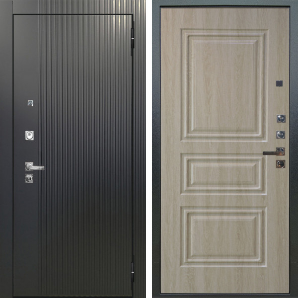 Входная дверь Аргус ЛЮКС 3К ПРО Фрейда Черный кварц + Скиф Дуб филадельфия крем