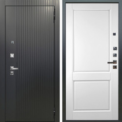 Входная дверь Аргус ЛЮКС 3К ПРО Фрейда Черный кварц + Соренто Белая эмаль