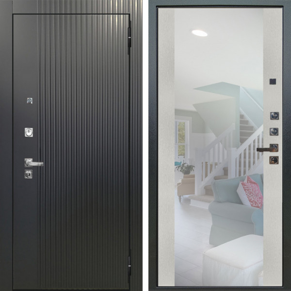 Входная дверь Аргус ЛЮКС 3К ПРО Фрейда Черный кварц + Вояж Белое дерево