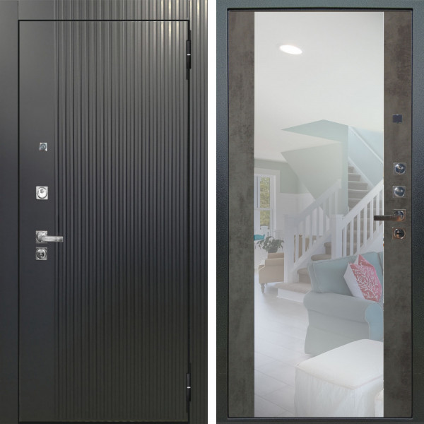 Входная дверь Аргус ЛЮКС 3К ПРО Фрейда Черный кварц + Вояж Светлый бетон