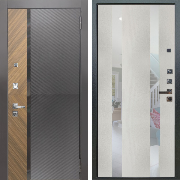 Входная дверь Аргус ЛЮКС 3К ПРО Фуриоса + Дуэт Белое дерево вставки Николь