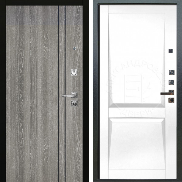 Входная дверь Аргус ЛЮКС 3К ПРО Гейджи Орех мраморный + Ариана Белая эмаль