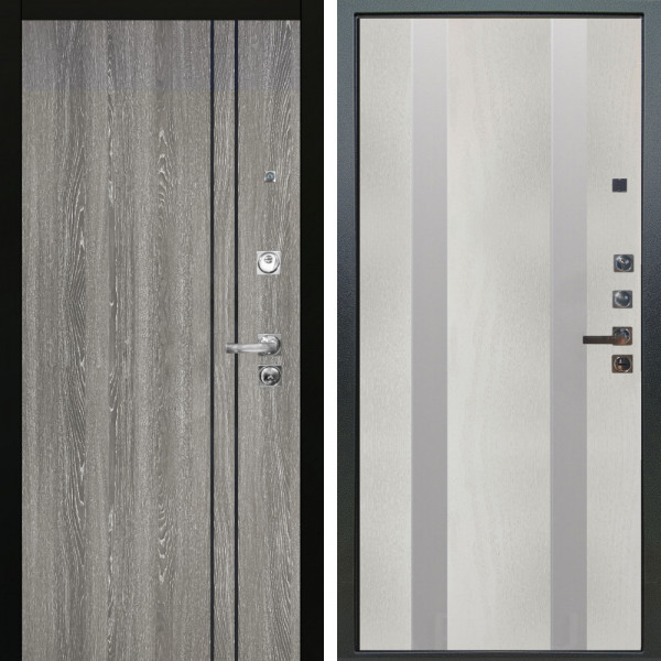 Входная дверь Аргус ЛЮКС 3К ПРО Гейджи Орех мраморный + Дуэт Белое дерево вставки Изабель