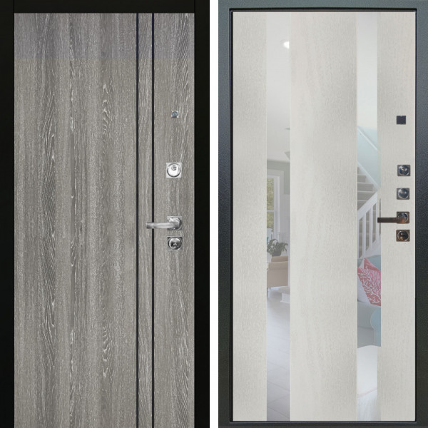 Входная дверь Аргус ЛЮКС 3К ПРО Гейджи Орех мраморный + Дуэт Белое дерево вставки Николь