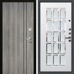 Входная дверь Аргус ЛЮКС 3К ПРО Гейджи Орех мраморный + Мэрелин Софт милк с фацетом и пескоструем