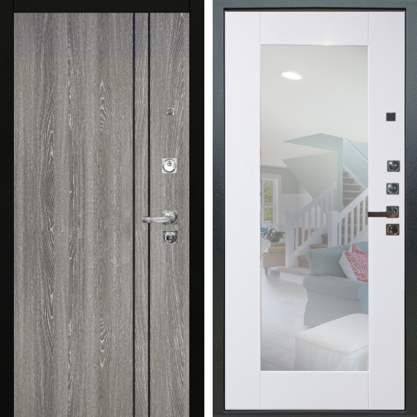 Входная дверь Аргус ЛЮКС 3К ПРО Гейджи Орех мраморный + Милли Роял вуд белый