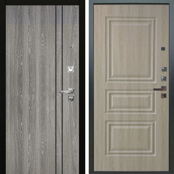 Входная дверь Аргус ЛЮКС 3К ПРО Гейджи Орех мраморный + Скиф Дуб филадельфия крем