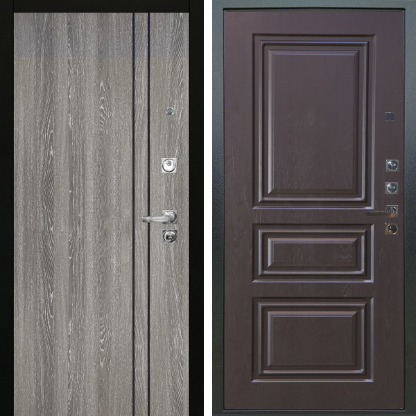 Входная дверь Аргус ЛЮКС 3К ПРО Гейджи Орех мраморный + Скиф Горький шоколад