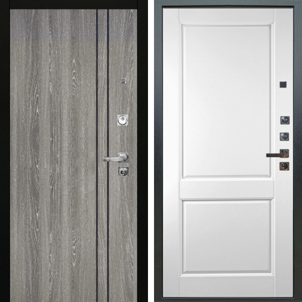 Входная дверь Аргус ЛЮКС 3К ПРО Гейджи Орех мраморный + Соренто Белая эмаль