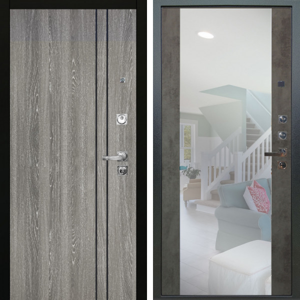 Входная дверь Аргус ЛЮКС 3К ПРО Гейджи Орех мраморный + Вояж Светлый бетон