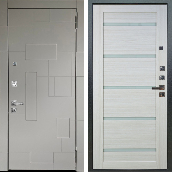 Входная дверь Аргус ЛЮКС 3К ПРО Корсо Силк флай + Александра Белая лиственница